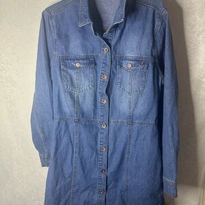 Frye Women's 100% Cotton Form Fitting Buttons Pocket Light Wash Denim Dress Sz L